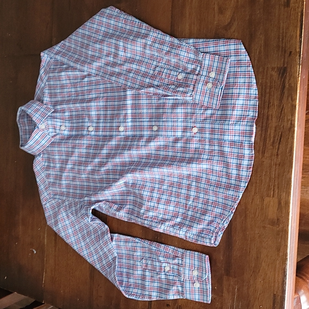 EUC TOMMY HILFIGER Size 10 Boys Long Sleeve Plaid Button Down Shirt LIKE NEW!